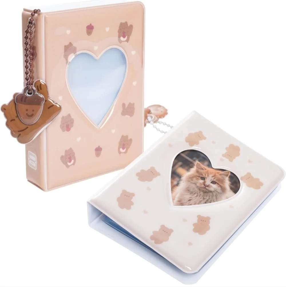 Kids Heart Window Photo Album Set - Cream and Tan two piece set